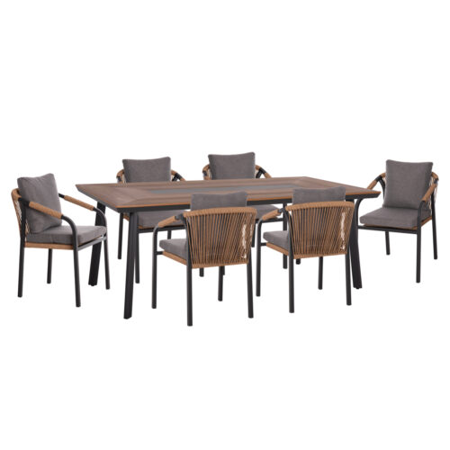 ΣΕΤ ΤΡΑΠΕΖΑΡΙΑΣ 7ΤΜΧ MAERLY HM10826.13 ΑΛΟΥΜΙΝΙΟ & ΜΑΞΙΛΑΡΙΑ ΣΚΟΥΡΟ ΓΚΡΙ--POLYWOOD (x1)