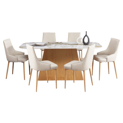 ΣΕΤ ΤΡΑΠΕΖΑΡΙΑΣ 7ΤΜΧ NORDU HM21359 ΚΕΡΑΜΙΚΟ TOP/MDF ΒΑΣΗ--PU ΚΡΕΜ/ΜΕΤΑΛ.ΠΟΔΙΑ (x1)