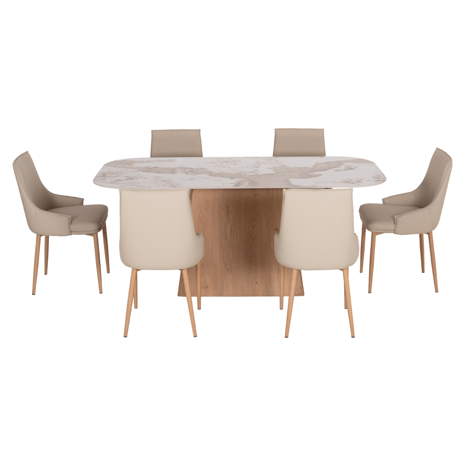 ΣΕΤ ΤΡΑΠΕΖΑΡΙΑΣ 7ΤΜΧ NORDU HM21359 ΚΕΡΑΜΙΚΟ TOP/MDF ΒΑΣΗ--PU ΚΡΕΜ/ΜΕΤΑΛ.ΠΟΔΙΑ (x1) - Image 4