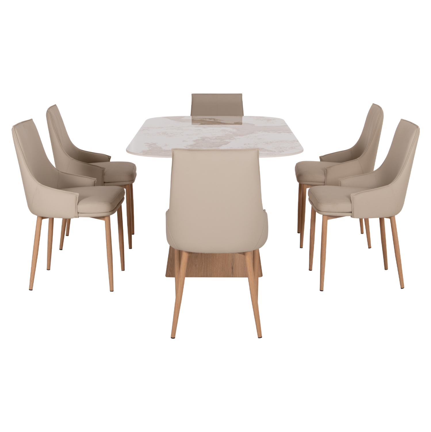 ΣΕΤ ΤΡΑΠΕΖΑΡΙΑΣ 7ΤΜΧ NORDU HM21359 ΚΕΡΑΜΙΚΟ TOP/MDF ΒΑΣΗ--PU ΚΡΕΜ/ΜΕΤΑΛ.ΠΟΔΙΑ (x1) - Image 5