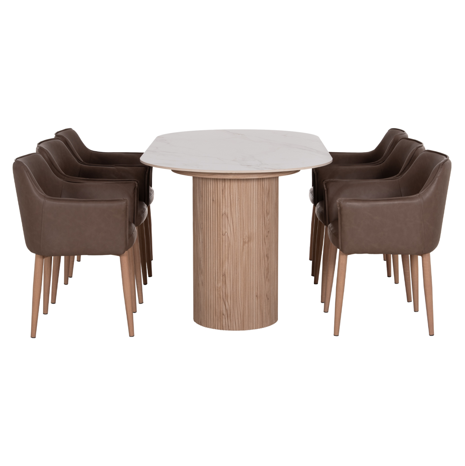 ΣΕΤ ΤΡΑΠΕΖΑΡΙΑΣ 7ΤΜΧ MELLOW HM21361 ΚΕΡΑΜΙΚΟ TOP/MDF ΠΟΔΙΑ--PU ΚΑΦΕ/ΜΕΤΑΛ.ΠΟΔΙΑ (x1) - Image 5