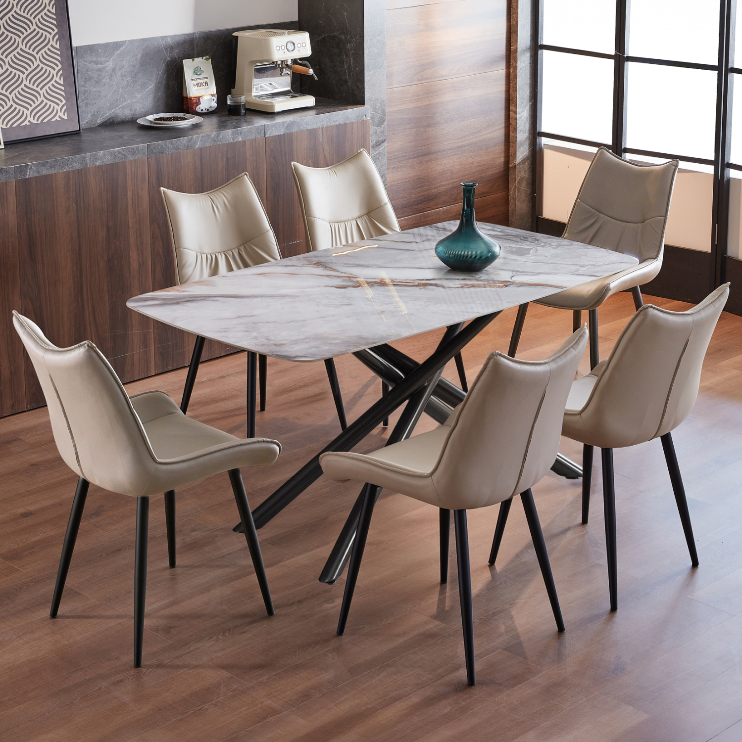 ΣΕΤ ΤΡΑΠΕΖΑΡΙΑΣ 7ΤΜΧ ISKA HM21363 ΚΕΡΑΜΙΚΟ TOP/ΜΕΤΑΛ. ΠΟΔΙΑ--PU ΜΠΕΖ/ΜΕΤΑΛ.ΠΟΔΙΑ (x1) - Image 2