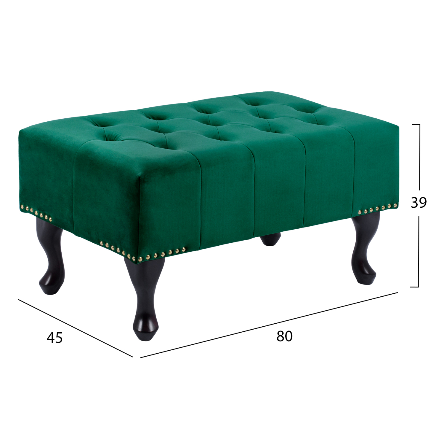 ΤΑΜΠΟΥΡΕ T.CHESTERFIELD EMMA HM226.03 ΚΥΠΑΡΙΣΣΙ ΒΕΛΟΥΔΟ-ΜΑΥΡΑ ΠΟΔΙΑ 80x45x40Υεκ (x1) - Image 2