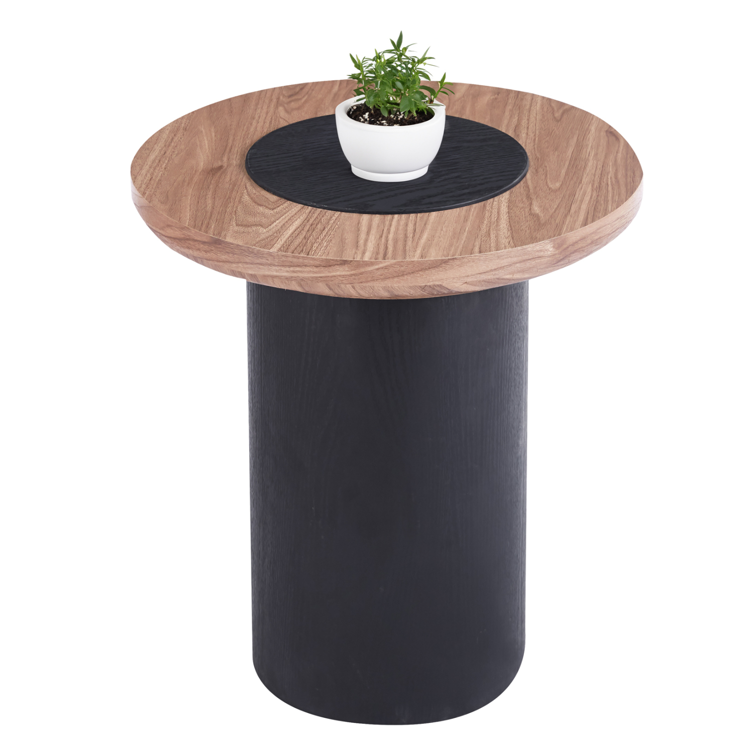 ΤΡΑΠΕΖΑΚΙ ΣΤΡΟΓΓΥΛΟ ΒΟΗΘΗΤΙKΟ OVALON HM18434.05 MDF TOP ΚΑΡΥΔΙ & ΒΑΣΗ ΜΑΥΡΗ Φ45x50Υεκ (x1)