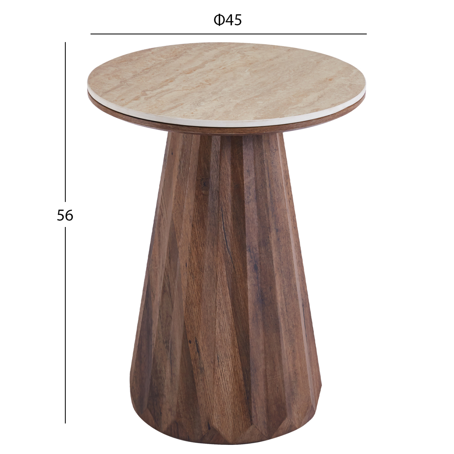 ΤΡΑΠΕΖΙ ΒΟΗΘΗΤΙΚΟ WALDEN HM18438 ΚΕΡΑΜΙΚΟ TOP ΟΨΗ ΤΡΑΒΕΡΤΙΝΑΣ-MDF ΚΑΡΥΔΙ Φ45x56Υεκ. (x1) - Image 3