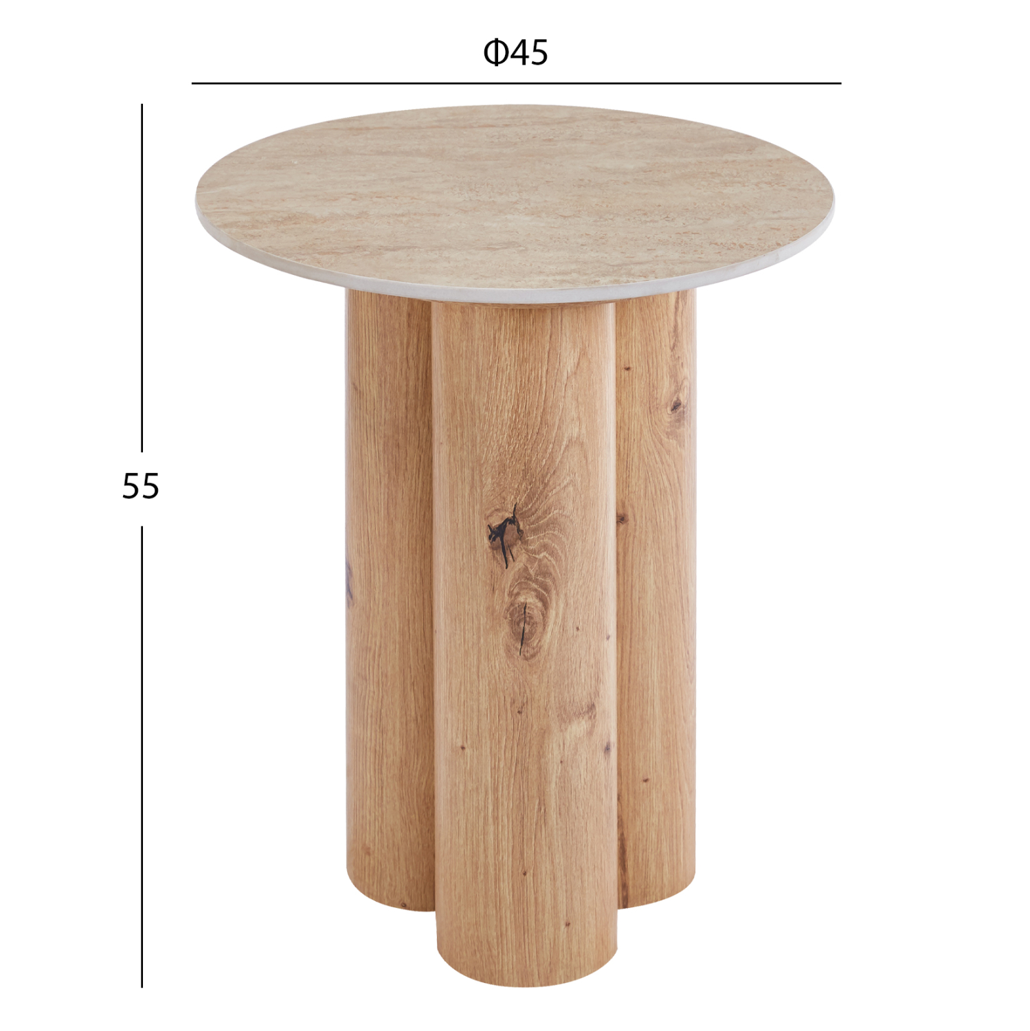 ΤΡΑΠΕΖΙ ΒΟΗΘΗΤΙΚΟ SILVA HM18444 ΚΕΡΑΜΙΚΟ TOP ΟΨΗ ΤΡΑΒΕΡΤΙΝΑΣ-MDF ΦΥΣΙΚΟ Φ45x55Υεκ. (x1) - Image 3
