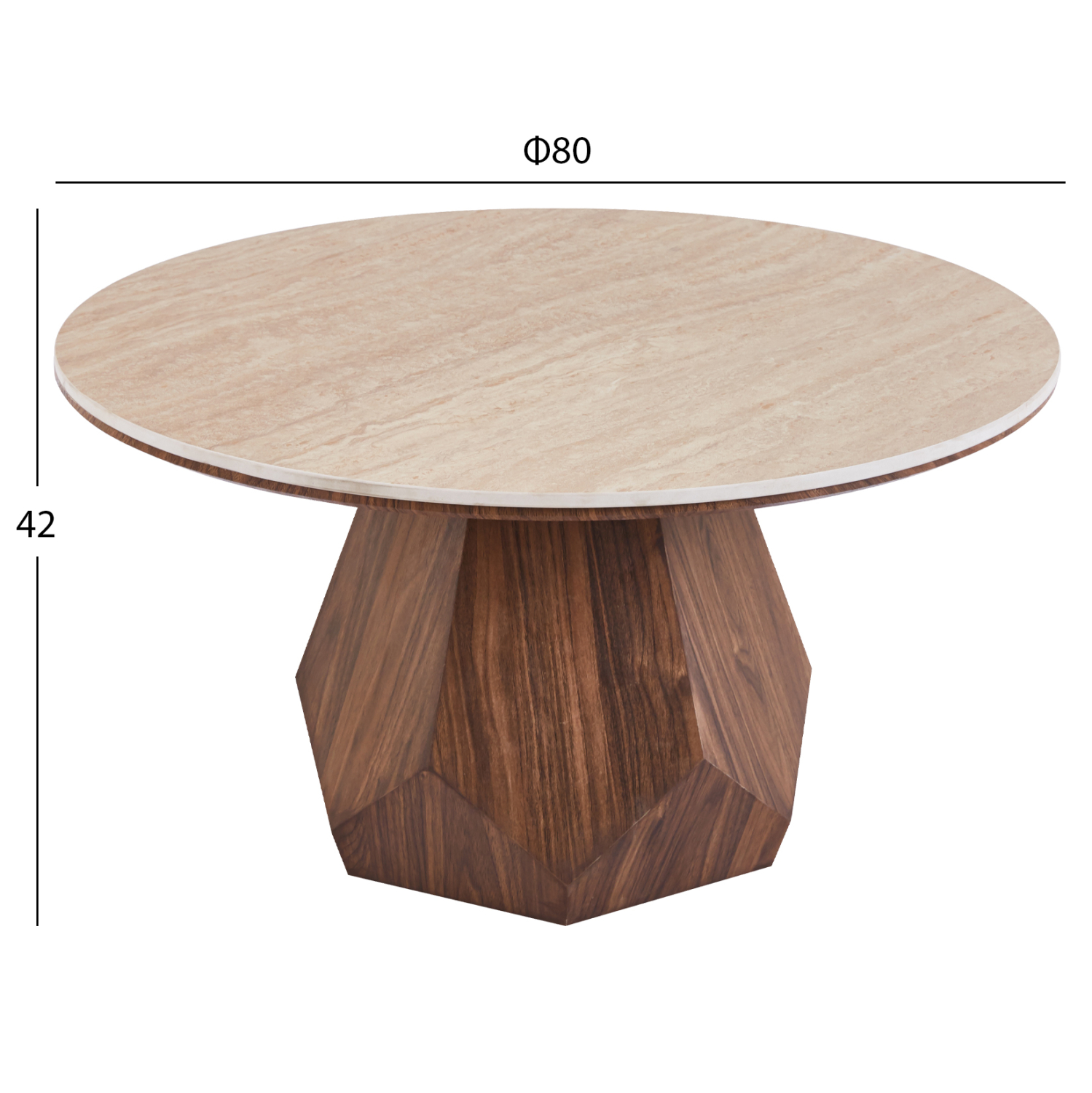 ΤΡΑΠΕΖΙ ΣΑΛΟΝΙΟΥ VENERA HM18441 ΚΕΡΑΜΙΚΟ TOP ΟΨΗ ΤΡΑΒΕΡΤΙΝΑΣ-MDF ΚΑΡΥΔΙ Φ80x42Υεκ. (x1) - Image 2