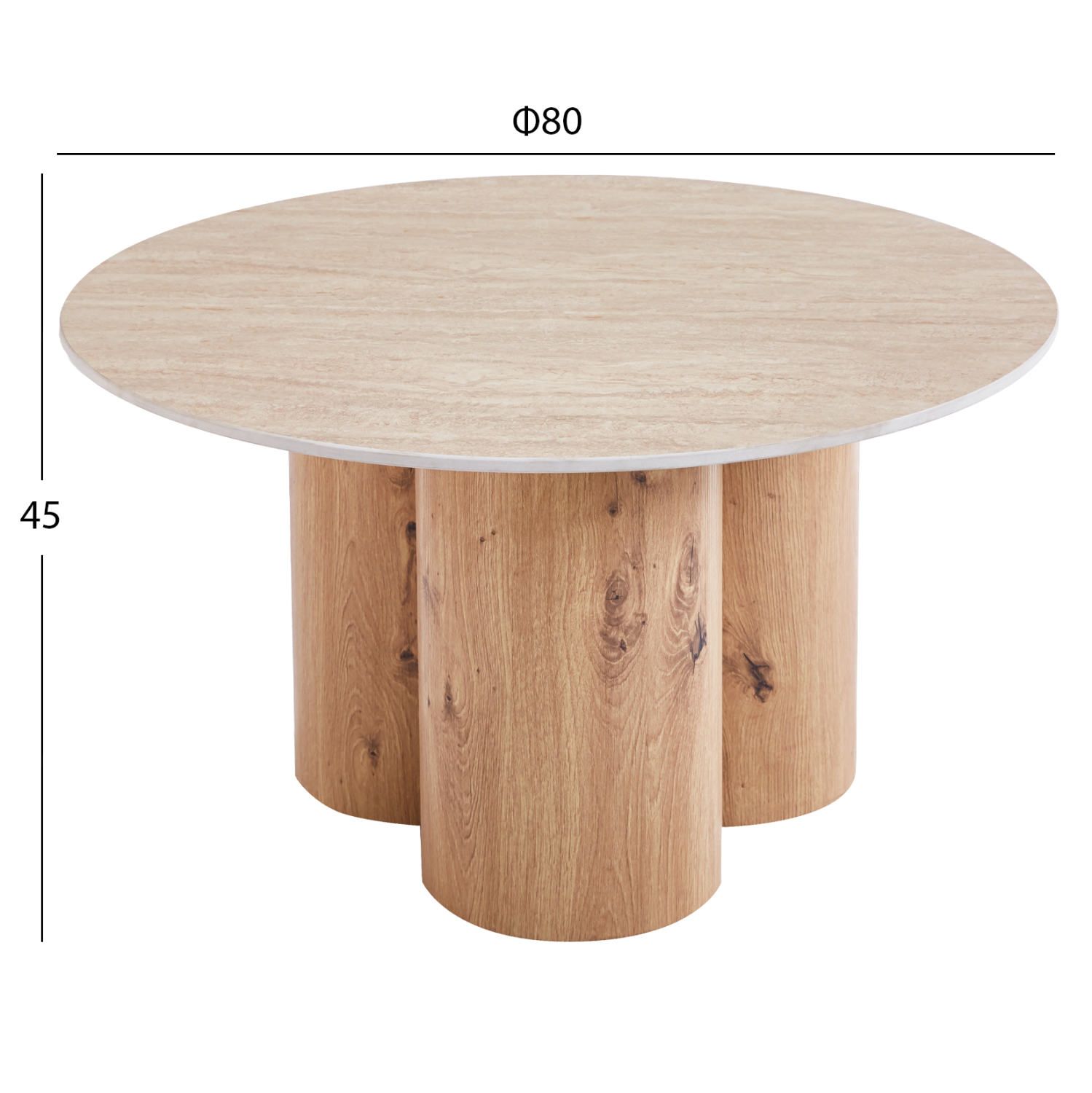 ΤΡΑΠΕΖΙ ΣΑΛΟΝΙΟΥ SILVA HM18443 ΚΕΡΑΜΙΚΟ TOP ΟΨΗ ΤΡΑΒΕΡΤΙΝΑΣ-MDF ΦΥΣΙΚΟ Φ80x45Υεκ. (x1) - Image 3