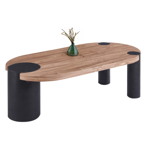 ΤΡΑΠΕΖΙ ΣΑΛΟΝΙΟΥ ΟΒΑΛ OVALON HM18433.05 MDF TOP ΚΑΡΥΔΙ-MDF ΠΟΔΙΑ ΜΑΥΡΑ 120x60x40Υεκ (x1)