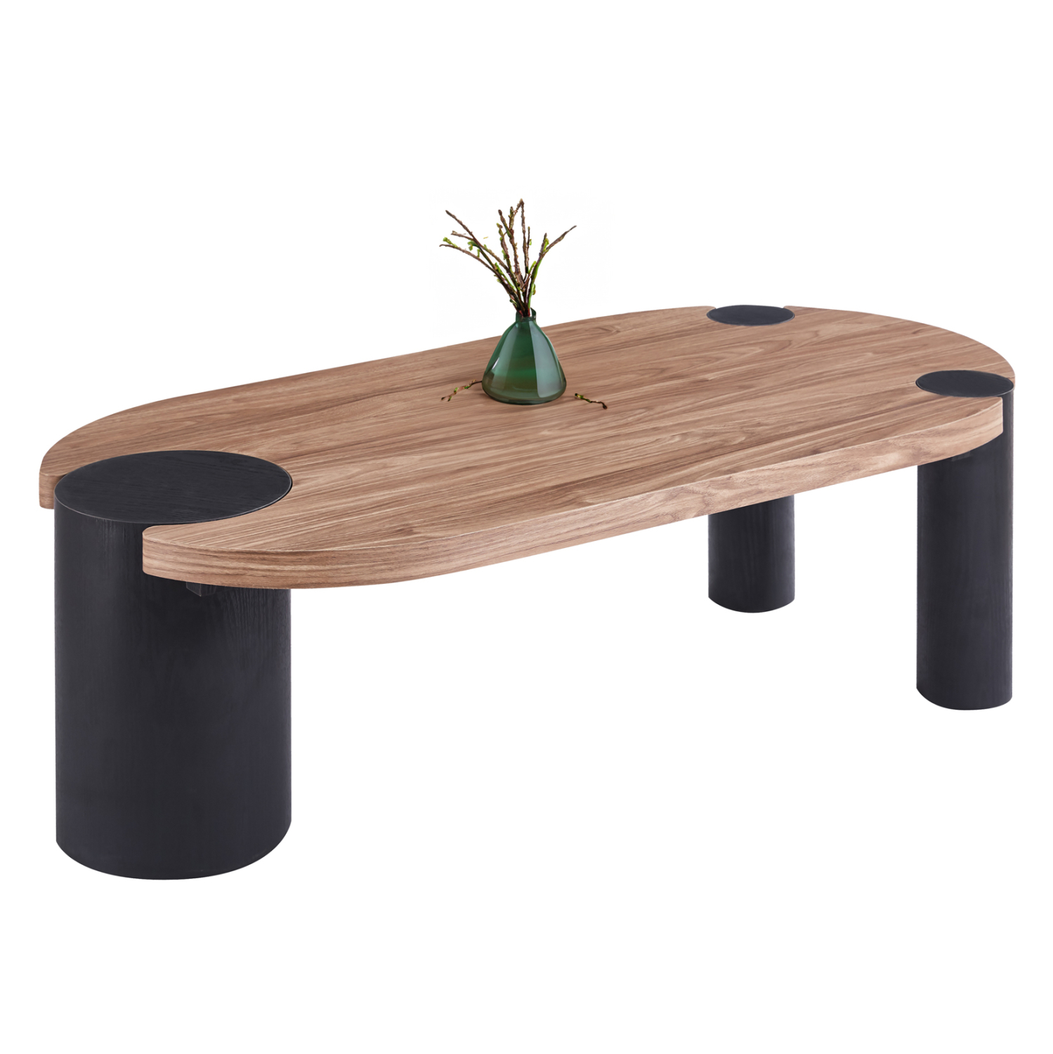 ΤΡΑΠΕΖΙ ΣΑΛΟΝΙΟΥ ΟΒΑΛ OVALON HM18433.05 MDF TOP ΚΑΡΥΔΙ-MDF ΠΟΔΙΑ ΜΑΥΡΑ 120x60x40Υεκ (x1)