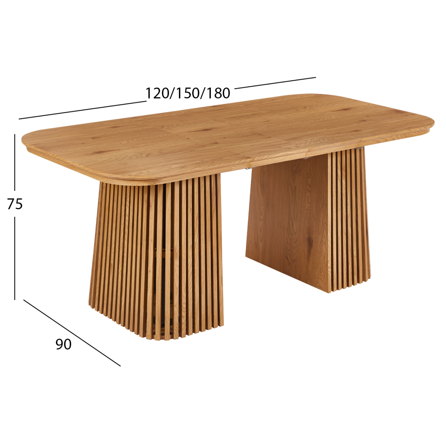 ΤΡΑΠΕΖΙ ΤΡΑΠΕΖΑΡΙΑΣ ΕΠΕΚΤΕΙΝΟΜΕΝΟ VERLO HM18436 MDF ΣΕ ΦΥΣΙΚΟ 120/150/180x90x75Υεκ. (x1) - Image 2