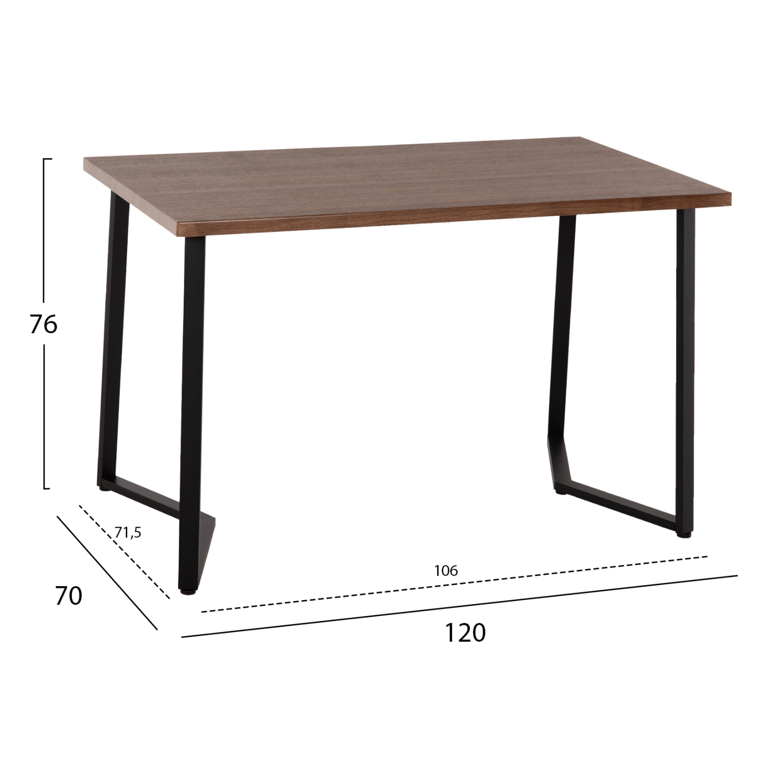 ΤΡΑΠΕΖΙ ΤΡΑΠΕΖΑΡΙΑΣ JAY HM9531 MDF ΚΑΡΥΔΙ-ΜΑΥΡA ΜΕΤΑΛΛΙΚΑ ΠΟΔΙΑ 120x70x76Υεκ. (x1) - Image 2