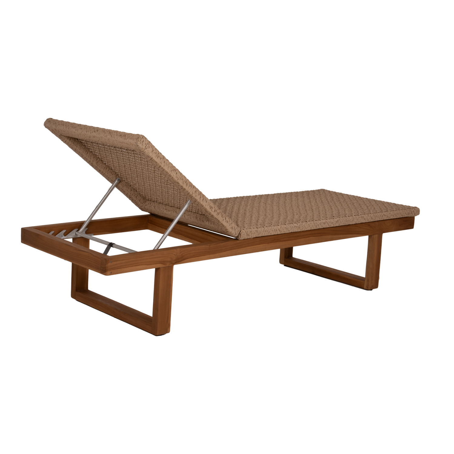 ΞΑΠΛΩΣΤΡΑ PATRON HM5993 TEAK ΞΥΛΟ ΚΑΙ ΣΧΟΙΝΙ VIRO ΣΕ ΠΛΕΞΗ WICKER 191x65x86Yεκ. (x1) - Image 4