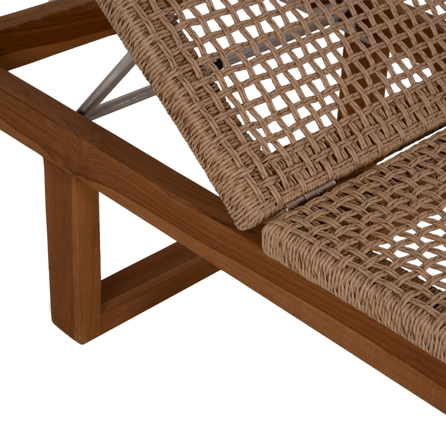 ΞΑΠΛΩΣΤΡΑ PATRON HM5993 TEAK ΞΥΛΟ ΚΑΙ ΣΧΟΙΝΙ VIRO ΣΕ ΠΛΕΞΗ WICKER 191x65x86Yεκ. (x1) - Image 7