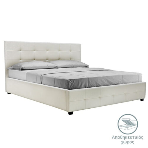 Κρεβάτι Roi pakoworld 160x200 PU λευκό ματ + αποθηκευτικό χώρο (x1)