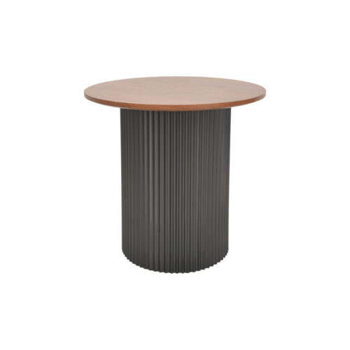 Βοηθητικό τραπέζι Dovel pakoworld mdf σε καρυδί-μαύρο μέταλλο Φ50x50εκ (x1)