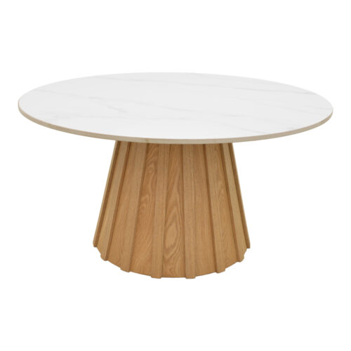 Τραπέζι σαλονιού Franzel pakoworld sintered stone σε όψη μαρμάρου-mdf σε φυσική απόχρωση Φ80x40εκ (x1)