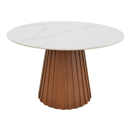 Τραπέζι Franzel pakoworld sintered stone σε όψη μαρμάρου-mdf σε φυσική απόχρωση Φ120x75εκ (x1)