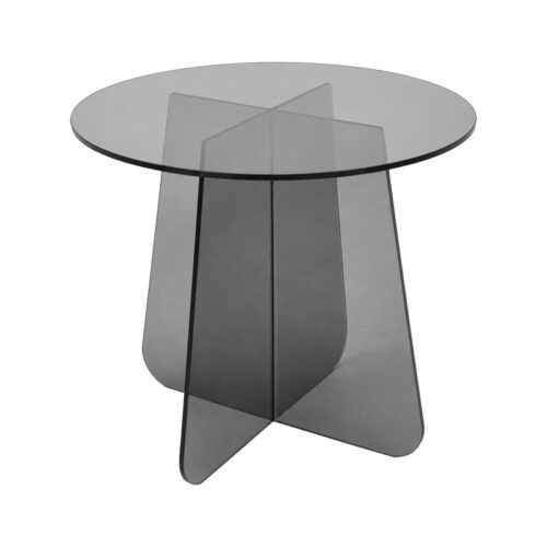 Τραπέζι βοηθητικό Cleary pakoworld tempered 8mm γυαλί ανθρακί Φ50x45εκ (x1)