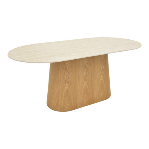 Τραπέζι Karlino pakoworld sintered stone σε όψη τραβερτίνας-mdf σε φυσική απόχρωση 180x90x76εκ (x1)