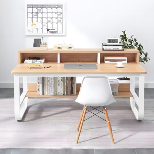 Γραφείο εργασίας Evrepy pakoworld mdf σε oak απόχρωση με λευκό μέταλλο 100x60x83εκ (x1)