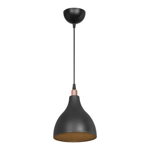 Φωτιστικό οροφής μονόφωτο Lofty pakoworld Ε27 μαύρο Φ18x22εκ (x1)