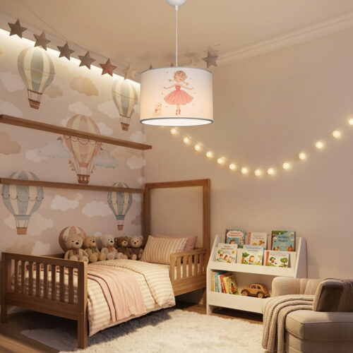Παιδικό φωτιστικό οροφής Ballerina pakoworld led E27 πολύχρωμο PVC Φ30x20εκ (x1)