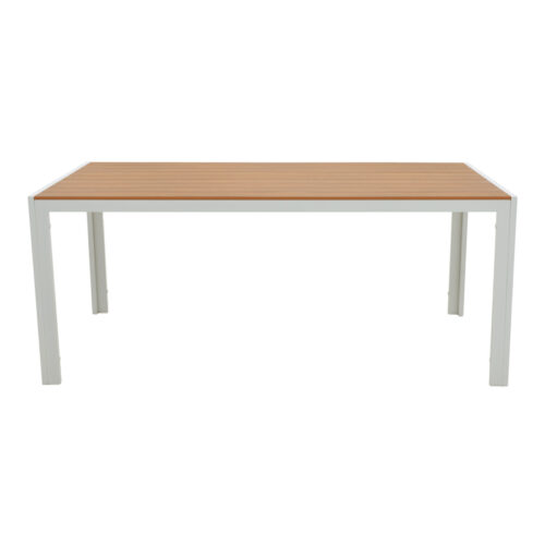 Τραπέζι Nares pakoworld αλουμίνιο λευκό-plywood φυσικό 180x90x72.5εκ (x1)