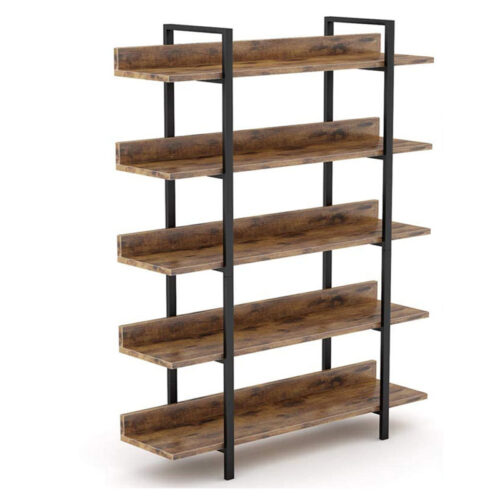Βιβλιοθήκη Almond pakoworld καρυδί-μαύρο 119x27x185εκ (x1)