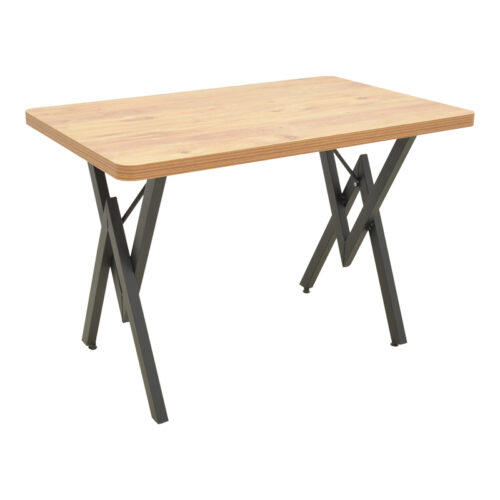 Τραπέζι Vertex pakoworld oak με μαύρα μεταλλικά πόδια 110x70x72εκ (x1)
