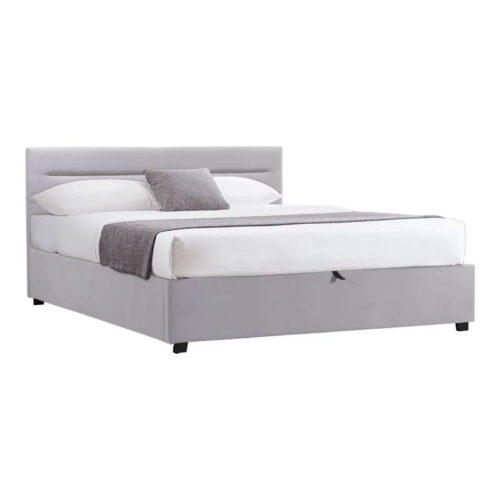 Κρεβάτι με στρώμα και αποθηκευτικό χώρο Molito-Dreamer pakoworld βελούδο γκρι 160x200εκ (x1)