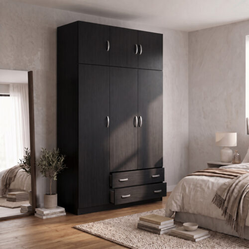 Ντουλάπα τρίφυλλη με πατάρι Alvia pakoworld wenge 150x51x240εκ (x1)