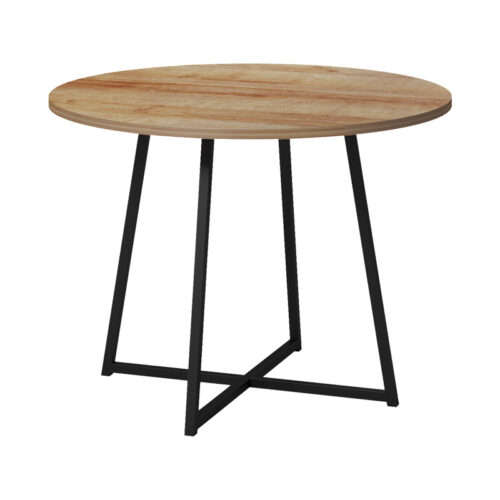 Τραπέζι Sarah Ι pakoworld oak- μαύρα μεταλλικά πόδια Φ100x76εκ (x1)