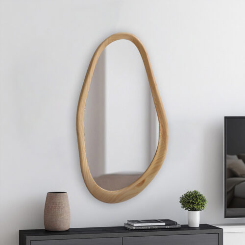 Καθρέπτης οβάλ Baloa pakoworld mdf σε φυσική απόχρωση 44x4x80εκ (x1)