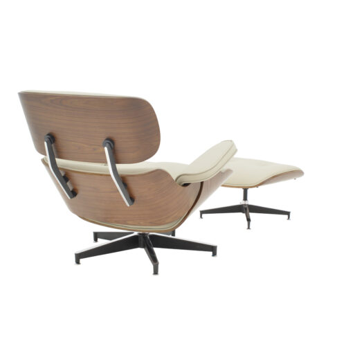 Πολυθρόνα-υποπόδιο relax Jenna pakoworld μπεζ pu- plywood καρυδί-βάση χρωμίου 82x92x82εκ (x1)