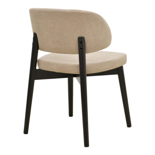 Καρέκλα Siena pakoworld μπεζ ύφασμα μαύρο rubberwood 48x50x81εκ (x2)