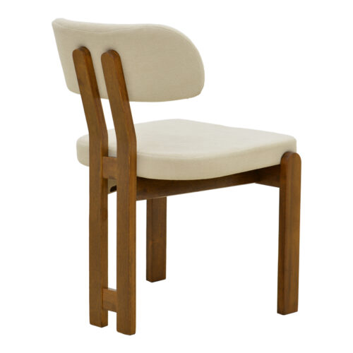 Καρέκλα Genoa pakoworld καρυδί rubberwood και εκρού ύφασμα 50x43x82εκ (x2)