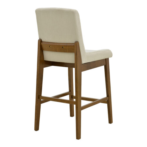 Σκαμπό μπαρ Dalby pakoworld καρυδί rubberwood και εκρού ύφασμα 50x45x102,5εκ (x2)