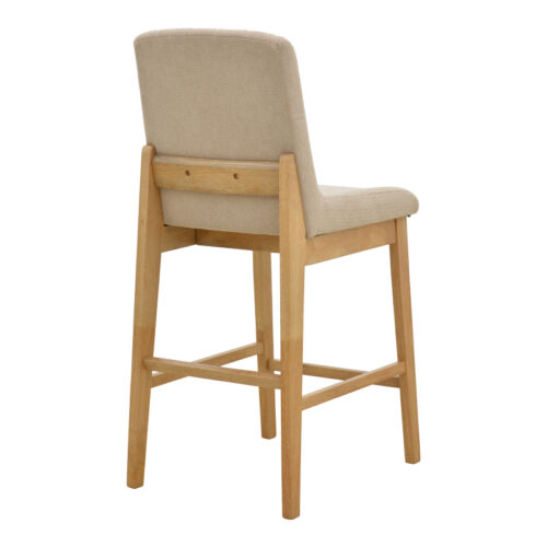 Σκαμπό μπαρ Dalby pakoworld sonoma rubberwood και μπεζ ύφασμα 50x45x102,5εκ (x2)