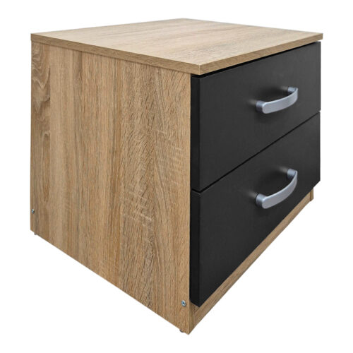 Κομοδίνο Athos pakoworld σε sonoma-ανθρακί απόχρωση 48x40x41.5εκ (x1)