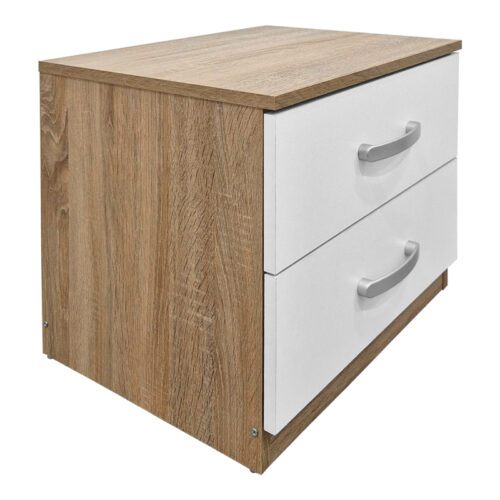 Κομοδίνο Athos pakoworld σε sonoma-λευκή απόχρωση 48x40x41.5εκ (x1)