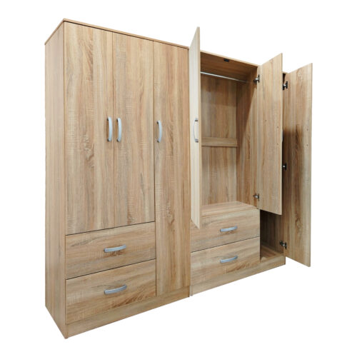 Ντουλάπα εξάφυλλη Athos pakoworld sonoma 180x42x180εκ (x1)