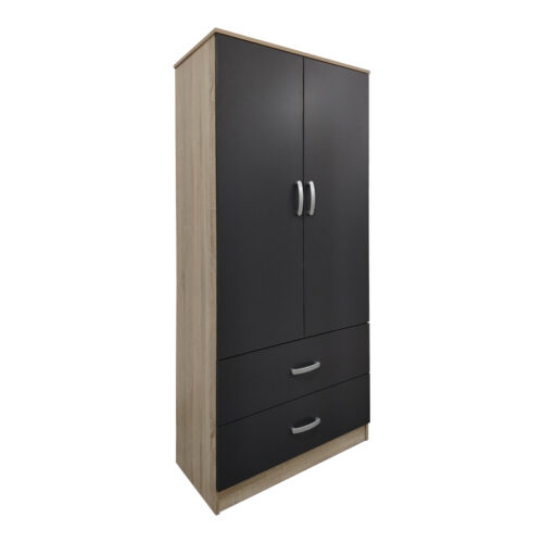 Ντουλάπα εξάφυλλη με πατάρι Athos I pakoworld sonoma-ανθρακί 240x42x240εκ (x1)