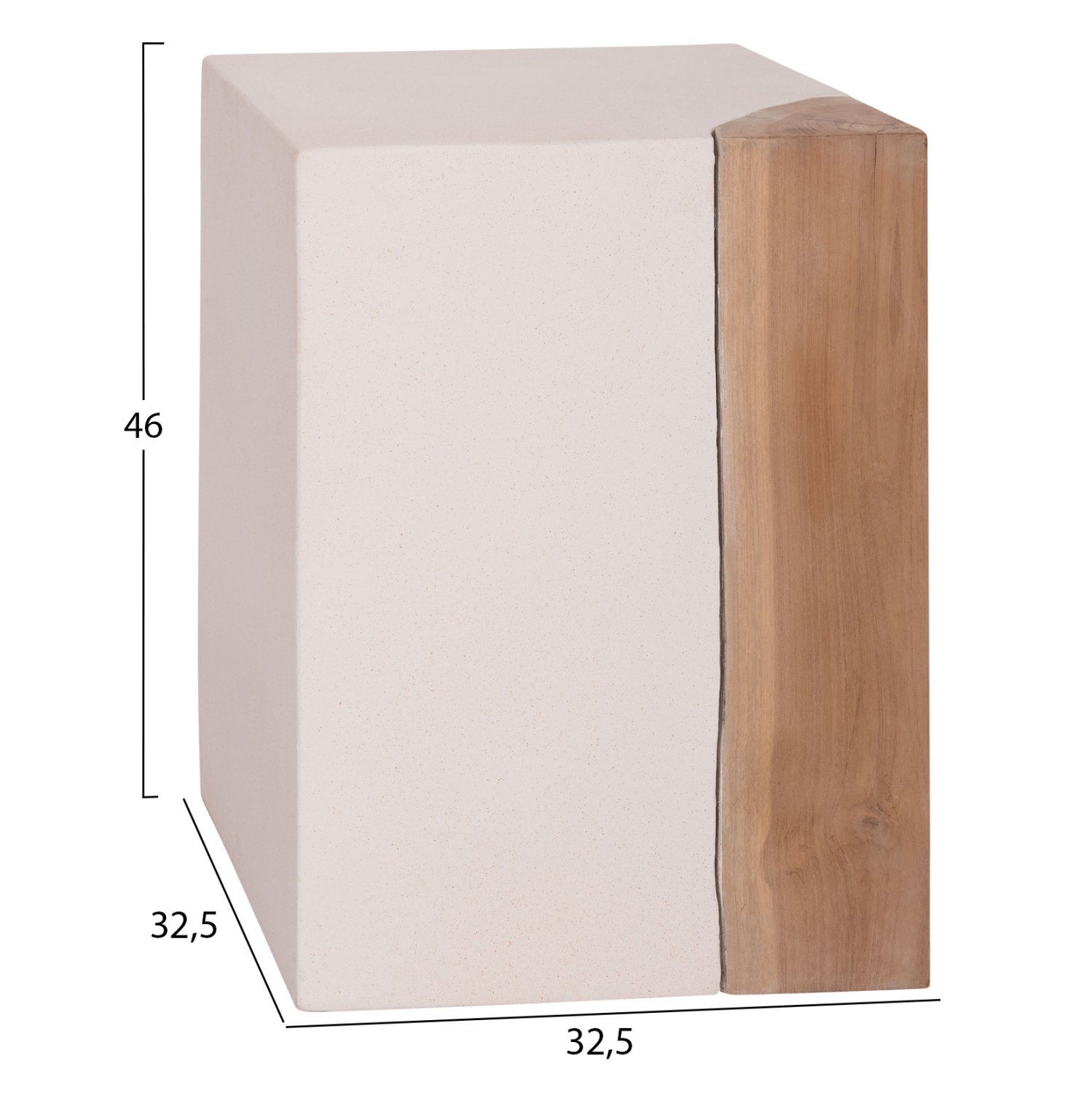 ΒΟΗΘΗΤΙΚΟ ΤΡΑΠΕΖΙ LEIA-ΣΚΑΜΠΟ HM18163.02 FIBER CEMENT ΛΕΥΚΟ-ΞΥΛΟ TEAK 32.5x32.5x46Υεκ. (x1) - Image 2