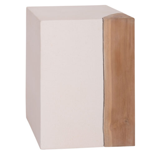 ΒΟΗΘΗΤΙΚΟ ΤΡΑΠΕΖΙ LEIA-ΣΚΑΜΠΟ HM18163.02 FIBER CEMENT ΛΕΥΚΟ-ΞΥΛΟ TEAK 32.5x32.5x46Υεκ. (x1)