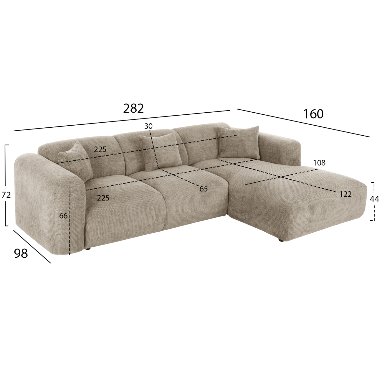 ΚΑΝΑΠΕΣ ΓΩΝΙΑ BRICKEN HM3275.01R ΜΠΕΖ ΥΦΑΣΜΑ 110-282x98-160x72Υεκ. (x1) - Image 2