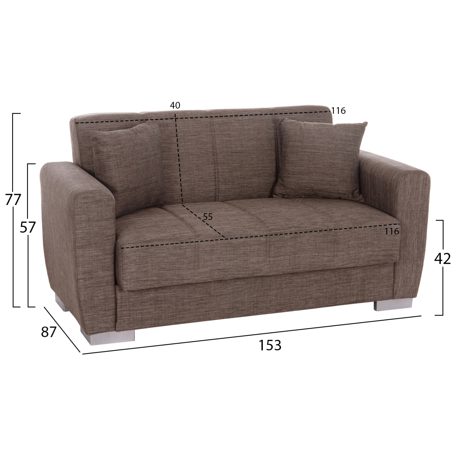 ΚΑΝΑΠΕΣ ΚΡΕΒΑΤΙ POLYA ΔΙΘΕΣΙΟΣ ΚΑΦΕ HM3241.02 153x87x77 εκ. (x1) - Image 2