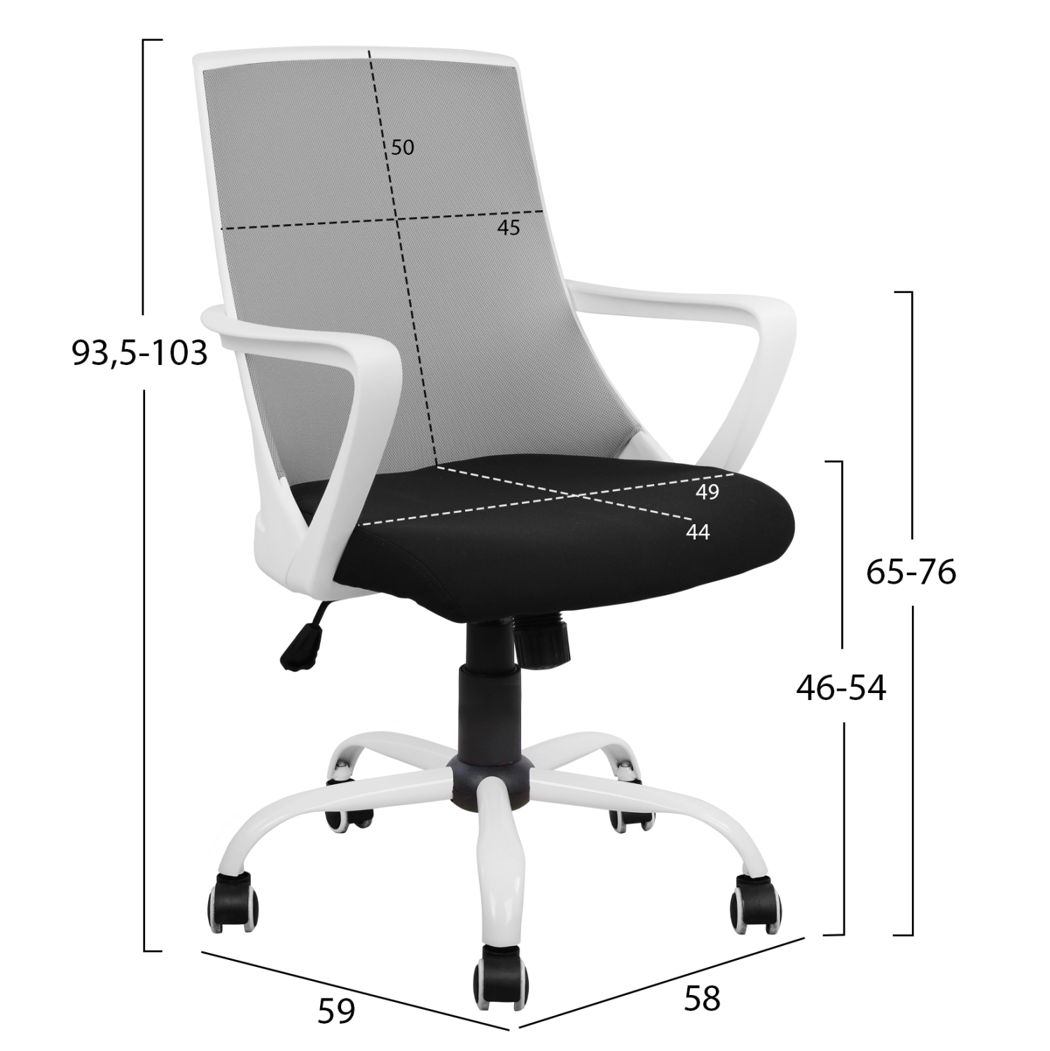 ΚΑΡΕΚΛΑ ΓΡΑΦΕΙΟΥ MALFOI HM1053.21 ΓΚΡΙ MESH & ΠΟΔΙ ΜΕΤΑΛΛΙΚΟ 58x59x103Υεκ (x1) - Image 7
