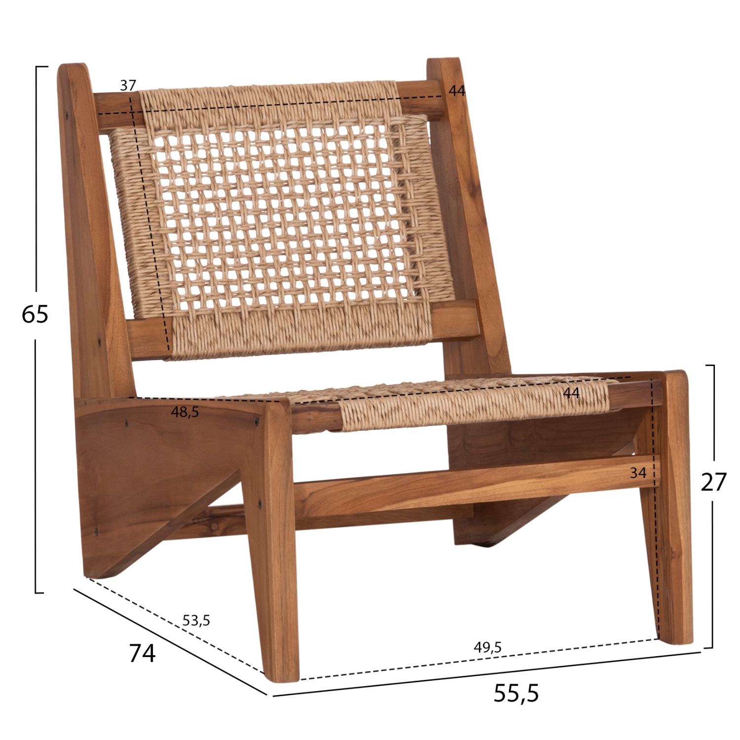 ΚΑΡΕΚΛΑ LOUNGE LUKILLA HM9913 ΞΥΛΟ TEAK ΣΕ ΦΥΣΙΚΟ--ΣΥΝΘ.ΣΧΟΙΝΙ ΜΠΕΖ 55,5x74x65Υεκ. (x1) - Image 2