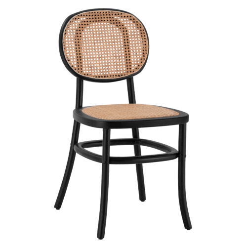 ΚΑΡΕΚΛΑ ΞΥΛΙΝΗ PENNY ΜΕ ΠΛΕΞΗ RATTAN ΣΕ ΜΑΥΡΗ ΑΠΟΧΡΩΣΗ HM8747 44x51x87 εκ. (x1)